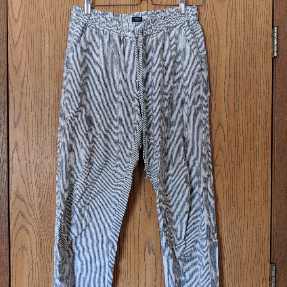 J.Crew pinstripe linen/cotton blend pant